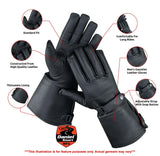 Men's Storm Breaker fleece-lined leather motorcycle touring gloves features detail.