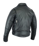 Daniel Smart Mfg. full-cut leather biker jacket back angle view