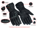 Men's waterproof and insulated motorcycle touring gloves features detail