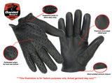 Men's perforated leather police style motorcycle gloves features detail