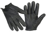 Men's perforated leather police style motorcycle gloves