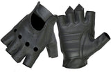 Men's premium fingerless leather motorcycle gloves DS62