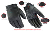 Daniel Smart Mfg. premium short leather motorcycle cruising gloves features