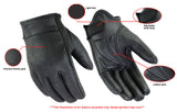 Men's short premium leather motorcycle cruising gloves DS48