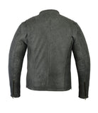 Daniel Smart Mfg. gray leather sporty motorcycle cruiser jacket back view