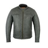 Daniel Smart Mfg. gray leather sporty motorcycle cruiser jacket front view