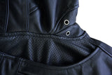 Daniel Smart Mfg. sporty leather scooter motorcycle jacket perforated action arms view