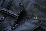 Men's sporty leather scooter style motorcycle jacket zipper cuff detail
