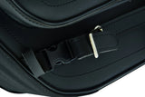 Lockable two-strap motorcycle saddlebag buckle detail