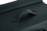 Lockable two-strap motorcycle saddlebag carry handle detail