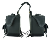 Lockable two-strap motorcycle saddlebag front