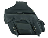 Lockable two-strap motorcycle saddlebag left side