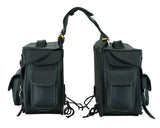 Lockable two-strap motorcycle saddlebag rear