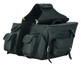 Lockable two-strap motorcycle saddlebag right side rear angle