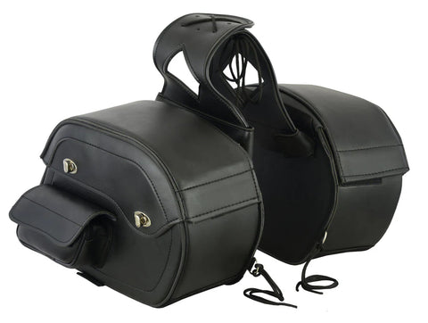 Two-strap quick release motorcycle saddlebag DS300 side angle