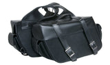 Two-strap quick release motorcycle saddlebag side angle