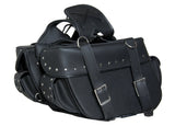 Two-strap quick release motorcycle saddlebag with stud detail DS312S angle view