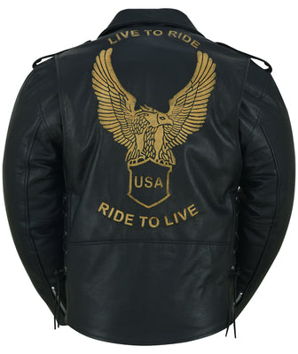 Daniel Smart Mfg. live to ride ride to live leather jacket back view