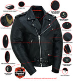 Features on live to rider embossed leather biker jacket with eagle