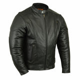 Daniel Smart Mfg. vented leather motorcycle jacket DS779 front angle view