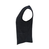 Women's classic black denim biker vest side