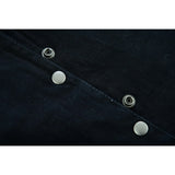 Women's classic black denim biker vest snaps detail