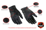 Women's classic leather motorcycle gloves features detail