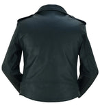 Women's plain-side fitted leather motorcycle jacket back