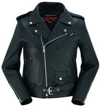 Daniel Smart Mfg. women's classic leather biker jacket DS850 front view
