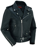 Daniel Smart Mfg. women's classic leather biker jacket DS850 front angle view