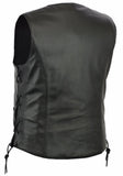 Women's classic side-lace leather biker vest back angle