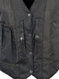 Daniel Smart Mfg. women's classic side-laced leather motorcycle vest DS252 inside pockets view