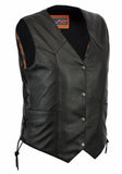 Women's classic side-lace leather biker vest front angle