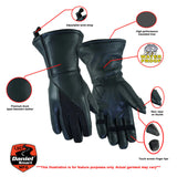 Women's insulated leather motorcycle touring gloves features detail