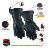 Daniel Smart Mfg. women's insulated deerskin leather motorcycle cruiser gloves DS70 features
