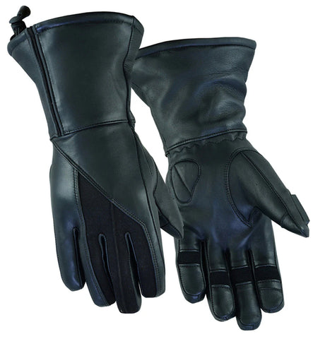 Women's insulated leather motorcycle touring gloves front and back