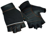 Women's leather and mesh fingerless motorcycle gloves front and back