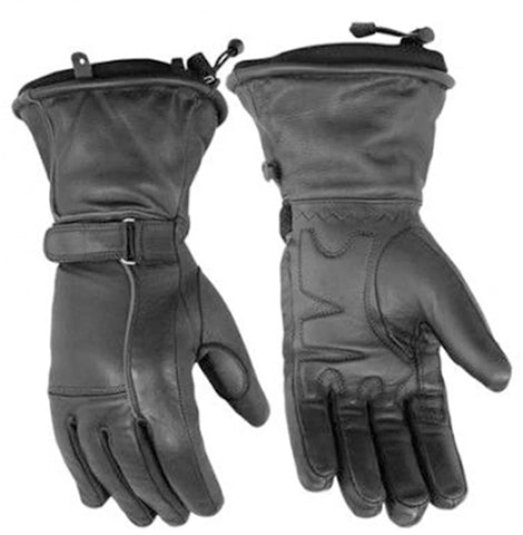 Women's waterproof insulated leather motorcycle touring gloves front and back