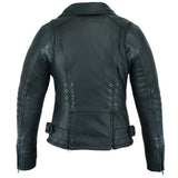 Daniel Smart Mfg. women's must ride leather motorcycle jacket DS802 back view