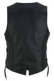 Daniel Smart Mfg. women's leather motorcycle vest with braided design back view