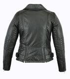 Daniel Smart Mfg. women's lightweight leather motorcycle jacket DS835 back view