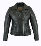 Daniel Smart Mfg. women's lightweight leather motorcycle jacket DS835 front view