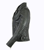 Daniel Smart Mfg. women's lightweight leather motorcycle jacket DS835 side view