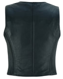 Daniel Smart Mfg. women's lightweight leather motorcycle vest DS238 back view