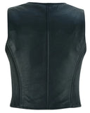 Women's lightweight zipper-front leather biker vest back