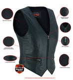 Daniel Smart Mfg. women's lightweight leather motorcycle vest DS238 features