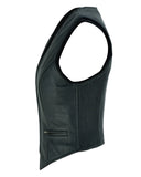 Women's lightweight zipper-front leather biker vest side