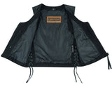 Daniel Smart Mfg. women's lightweight leather motorcycle vest with rivets DS241 inside view