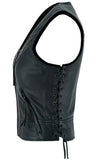 Women's lightweight leather biker vest with rivets side