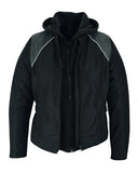 Daniel Smart Mfg. women's 3-in-1 mesh motorcycle jacket with hoodie front open view